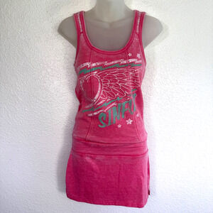 Sinful Affliction Y2K Dress Womens Small Heart Wings Peace Burnout Mini Grunge